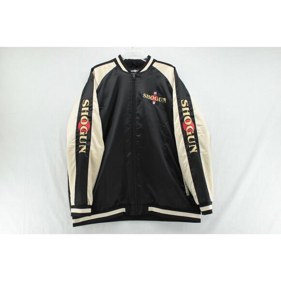 SHOGUN Bomber Jacket Men's 2XL Black Beige Embroidered Diamond quilted lining - Picture 2 of 6